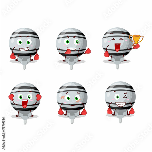 A sporty white lolipop wrapped boxing athlete cartoon mascot design