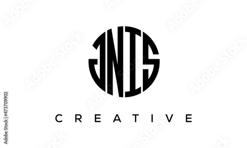 Letters JNIS creative circle logo design vector, 4 letters logo photo