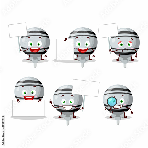 White lolipop wrapped cartoon character bring information board