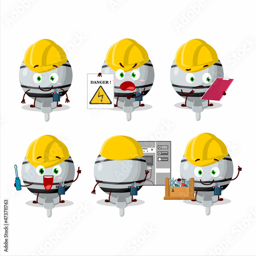 Professional Lineman white lolipop wrapped cartoon character with tools