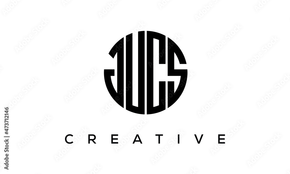 Letters JUCS creative circle logo design vector, 4 letters logo Letters JUCS creative circle logo design vector, 4 letters logo