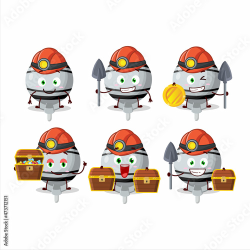 miners white lolipop wrapped cute mascot character wearing helmet