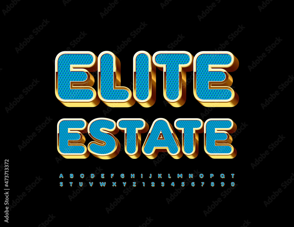 Vector chic Sign Elite Estate. Luxury 3D Font. Premium Alphabet Letters and Numbers set