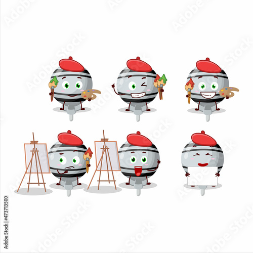 Artistic Artist of white lolipop wrapped cartoon character painting with a brush