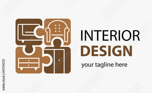 Interior design logo. Creative concept  furniture design emblem.