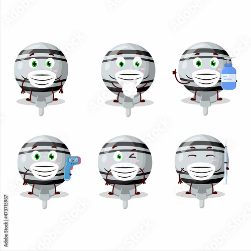 A picture of white lolipop wrapped cartoon design style keep staying healthy during a pandemic