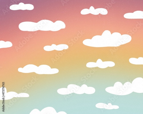 Wallpaper Mural Rainbow sky and white clouds illustration Torontodigital.ca
