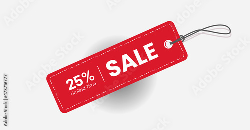 Red label discount 25 Off and sale limited time - Vector