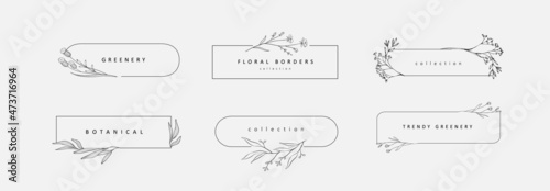 Obraz na plátně Floral branch and minimalist flowers for logo or tattoo