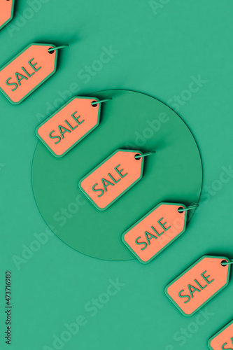 Sale tags  in a row with a circular green design photo