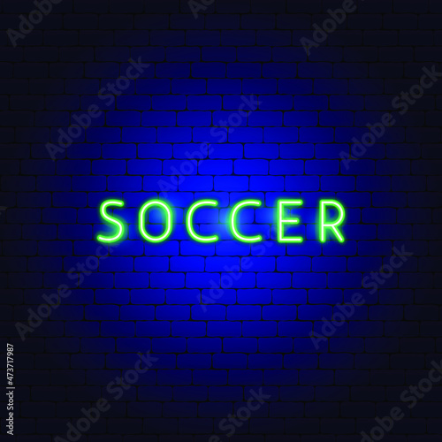 Soccer Neon Text. Vector Illustration of Football Promotion.