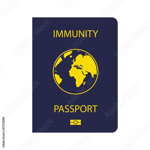 Immunity passport. Flat vector illustration isolated on white background