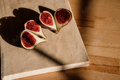 Figs on wooden cutting board