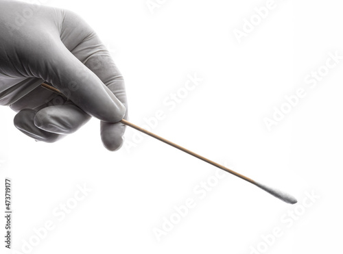 Covid 19 swab test handle in silhouette on white background