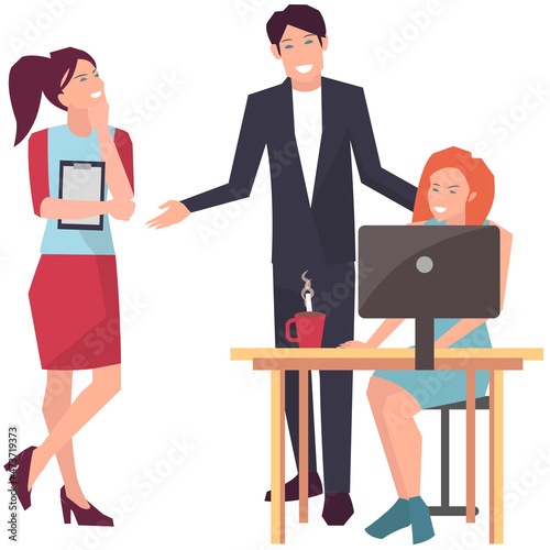 Businesspeople have project strategy planning meeting. Teamwork with business plan, creating new creative project. Meeting to discuss starting business. Colleagues discussing work in entrepreneurship