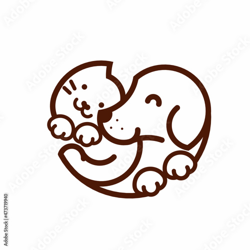 Happy cat and dog logo