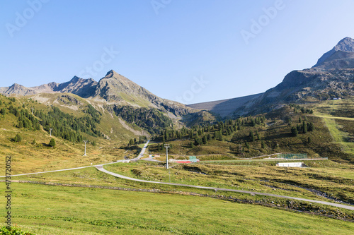 Austria, Tyrol, Kuhtai,Ski resortin Stubai Alps during summer photo