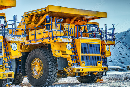 Big yellow mining truck at worksite