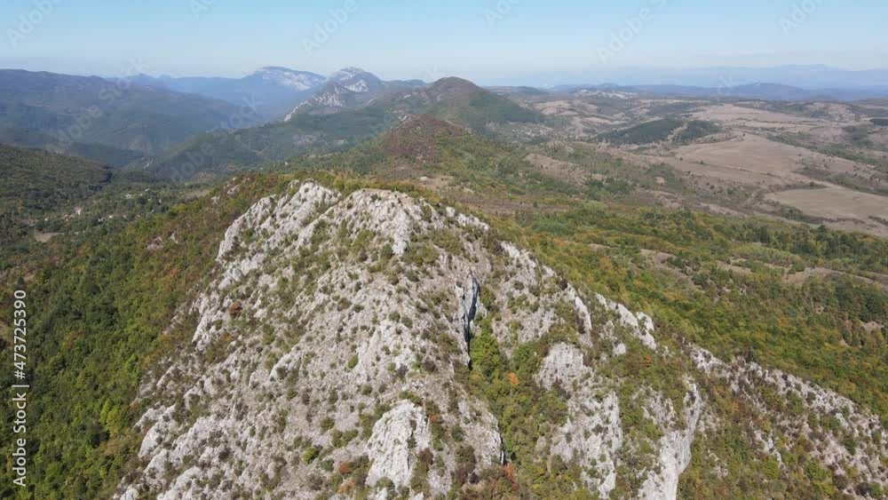 Amazing Autumn Landscape of Dragovski kamak Peak at Greben Mountain, known as Tran Matterhorn, Pernik Region, Bulgaria