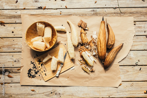 Luffa Sponge Flat Lay photo