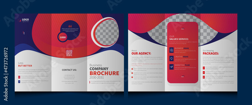 Corporate brochure template in trifold layout. Tri-fold Vector Brochure Template. Business Brochure, Leaflet, Poster Design
