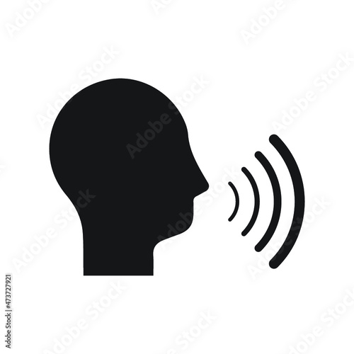 Talking head - web black icon design. Voice control person