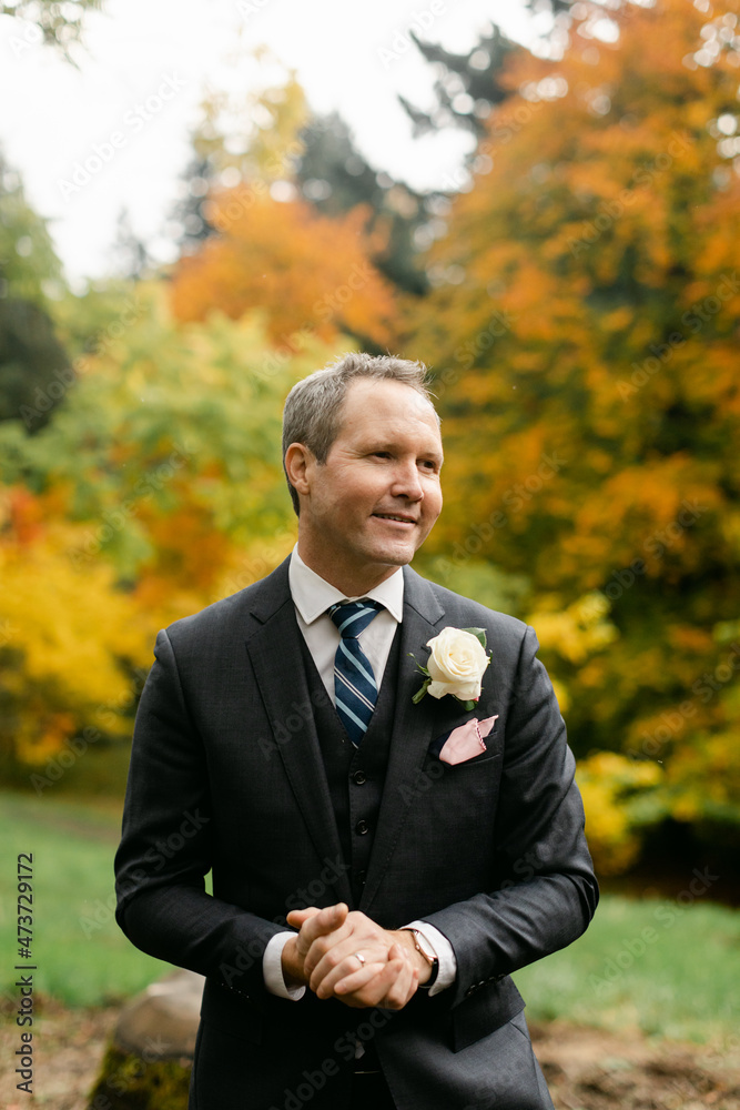 Handsome Groom on Fall Wedding Day Handsome Groom on Fall Wedding Day