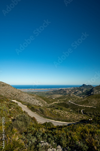 Winding mountain road between Pego village and Vall d'Ebo, Marina Alta, Costa Blanca, Alicante Province, Spain © Amaiquez