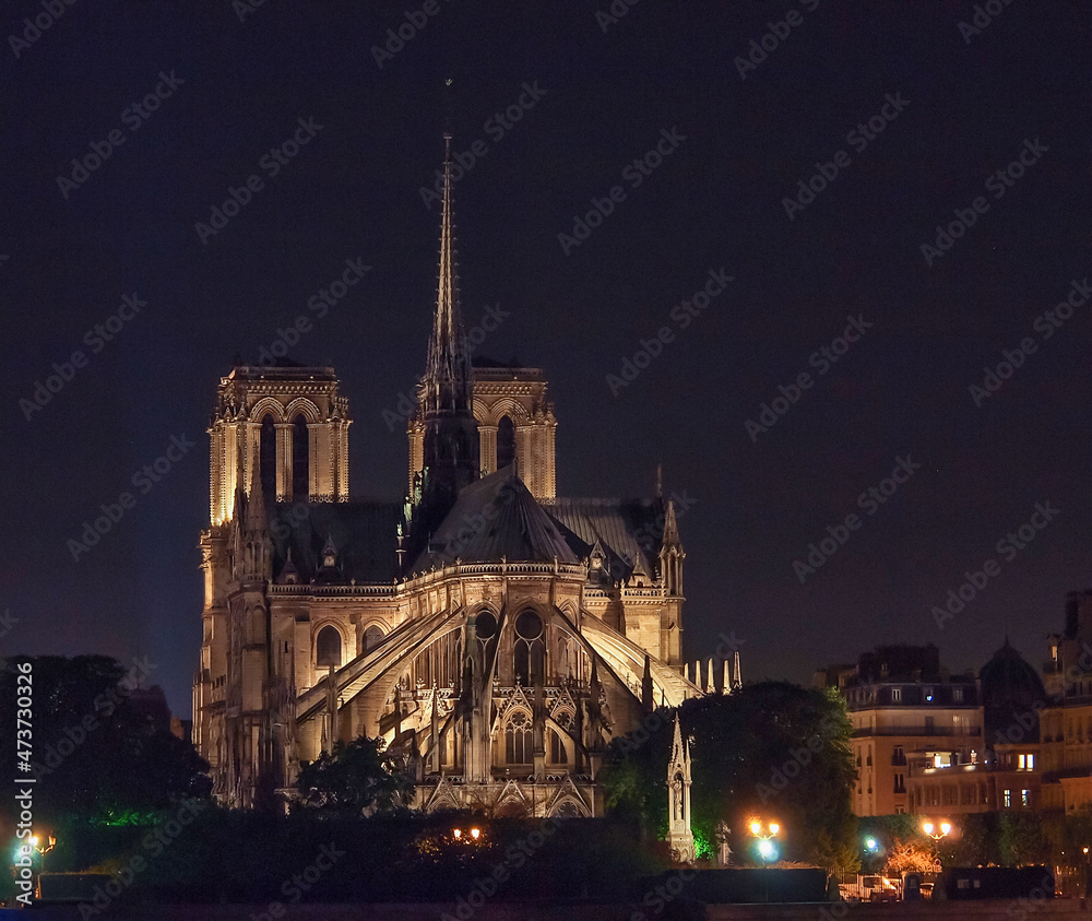 Cathedral Notre Dame de Paris is a most famous Gothic, Roman Catholic cathedral in Paris. France, Europe