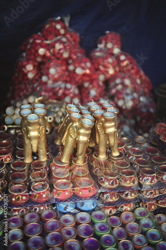 Decorations on sale for Diwali in Delhi, India photo