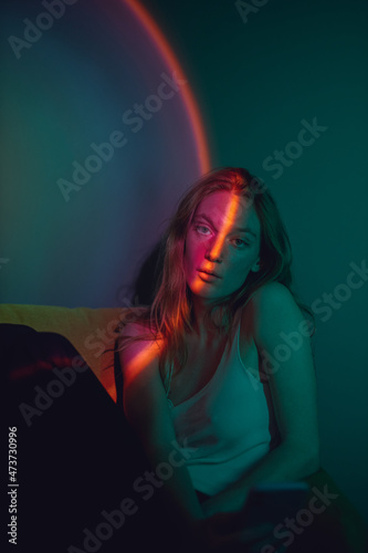 Portrait with rainbow light  photo