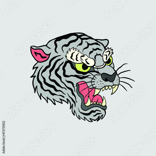 tiger illustration print on tshirts sweatshirts and souvenirs vector Premium Vector