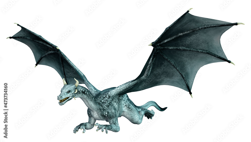 Fototapeta premium 3D Rendering Fairy Tale Dragon on White