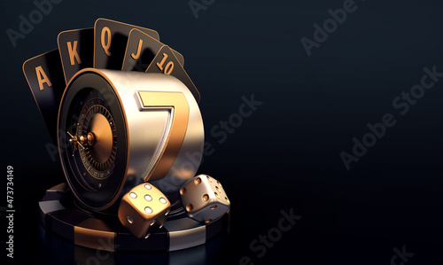 Fotografia casino slot machine roulette set card banner motion chips 3d render 3d rendering