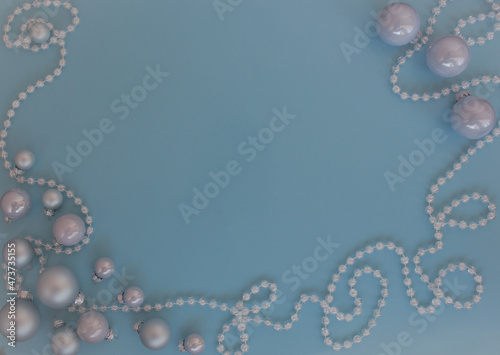 Christmas background with Christmas decorations and mother-of-pearl beads