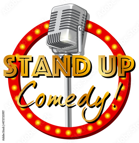 Stand Up Comedy banner with vintage microphone