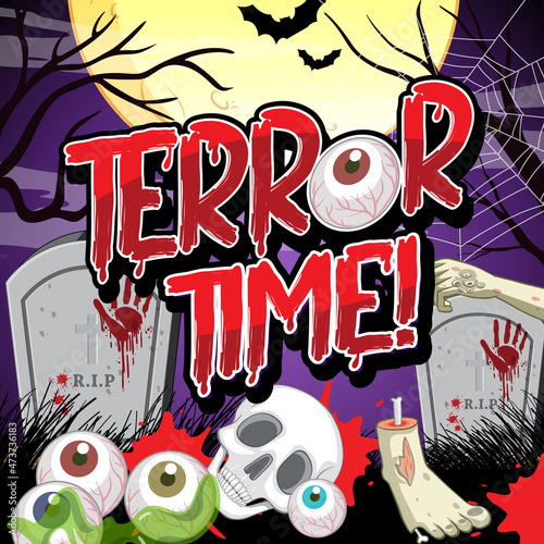 Halloween poster with terror time word logo