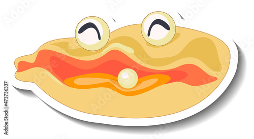 Shell pearl sea animal cartoon sticker