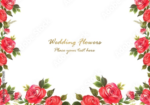 .Wedding invitation watercolor flowers card background © Harryarts