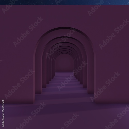 Carta da parati 3D Tunnel - Carta da parati 3D Arch Wall Corridor
