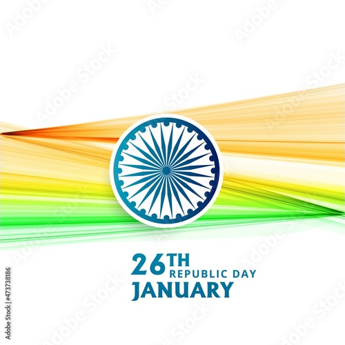 Indian Republic day 26 January with flag wave background