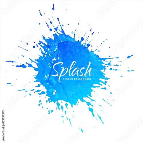 Hand draw blue watercolor ink splash design