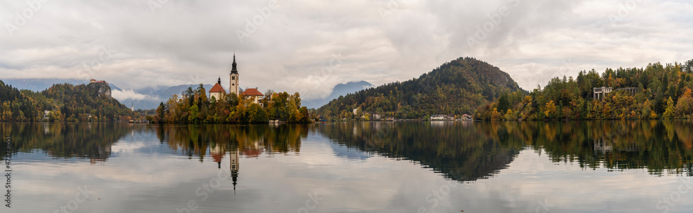Lake Bled In The Autumn, Panorama Lake Bled In The Autumn, Panorama