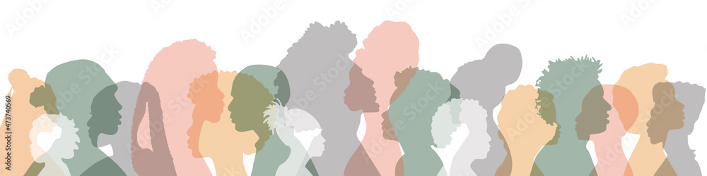 People stand side by side together. Flat vector illustration. People stand side by side together. Flat vector illustration.