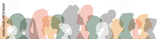 People stand side by side together. Flat vector illustration.