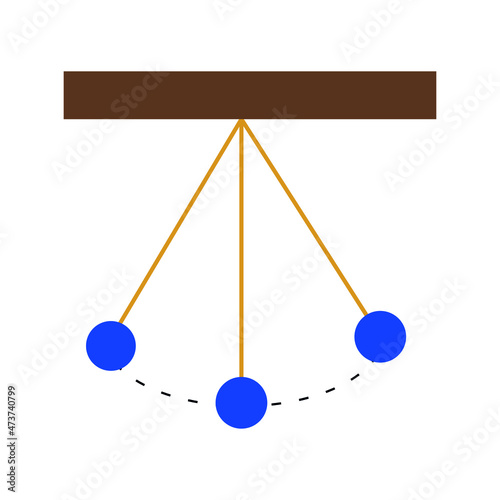 Vector illustration of a simple pendulum, object of study of motion and gravitational force, study of physics, exact sciences.