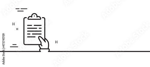 Clipboard document line icon. Agreement file sign. Survey record symbol. Minimal line illustration background. Clipboard line icon pattern banner. White web template concept. Vector