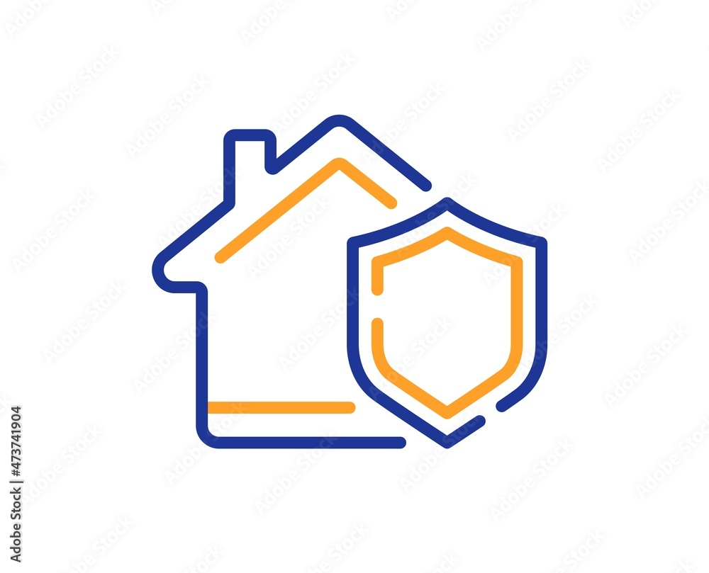 Home insurance line icon. House protect sign. Property defense symbol. Colorful thin line outline concept. Linear style home insurance icon. Editable stroke. Vector Home insurance line icon. House protect sign. Property defense symbol. Colorful thin line outline concept. Linear style home insurance icon. Editable stroke. Vector