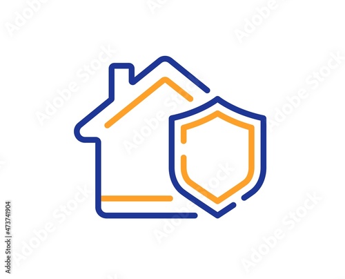 Home insurance line icon. House protect sign. Property defense symbol. Colorful thin line outline concept. Linear style home insurance icon. Editable stroke. Vector