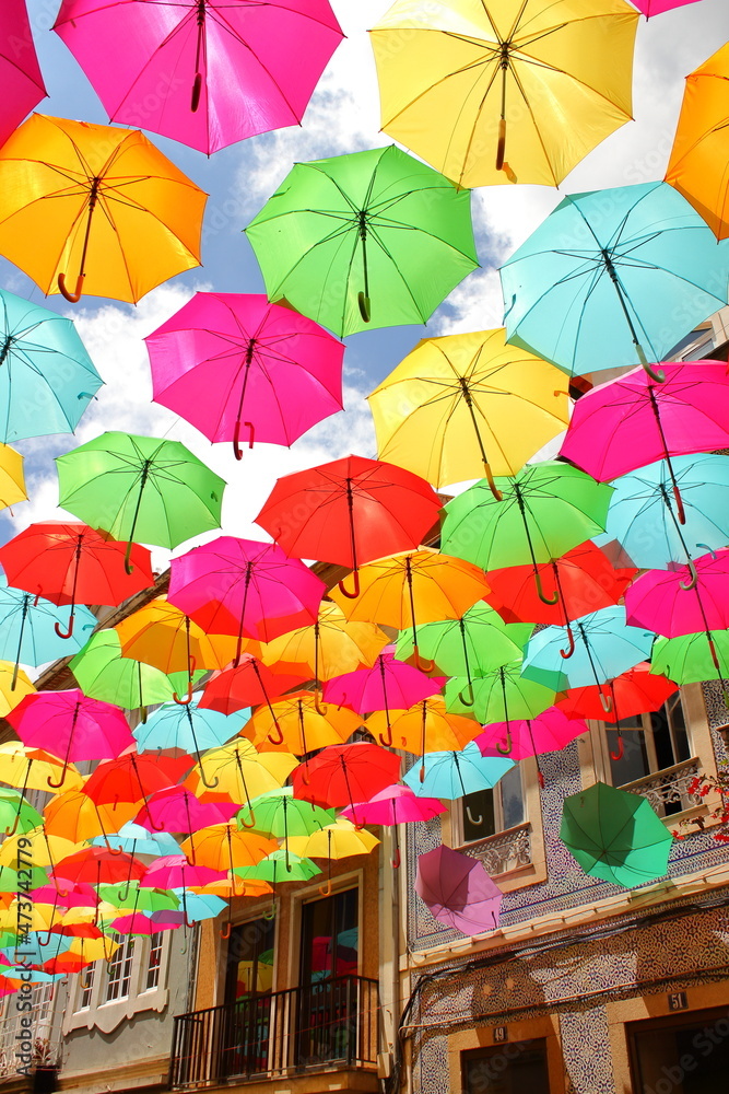 Umbrella Sky Project in Agueda, Aveiro district Portugal